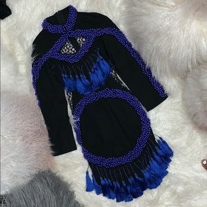 Black & Blue Tassel bandage Dress